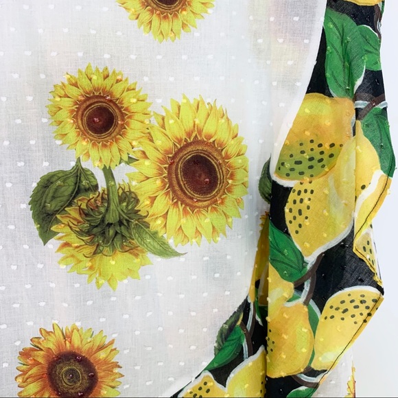 Anthropologie Farm Rio Sunflower Lemon Wrap Skirt - Picture 12 of 14